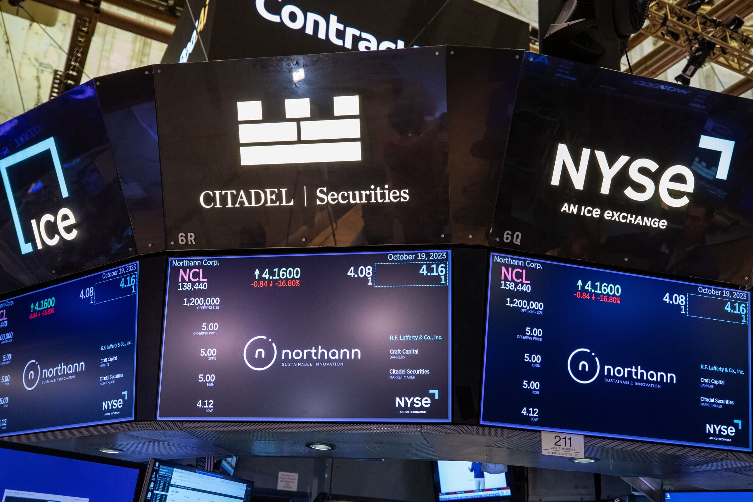 Northann Corp displayed on the NYSE trading floor under the ticker NCL